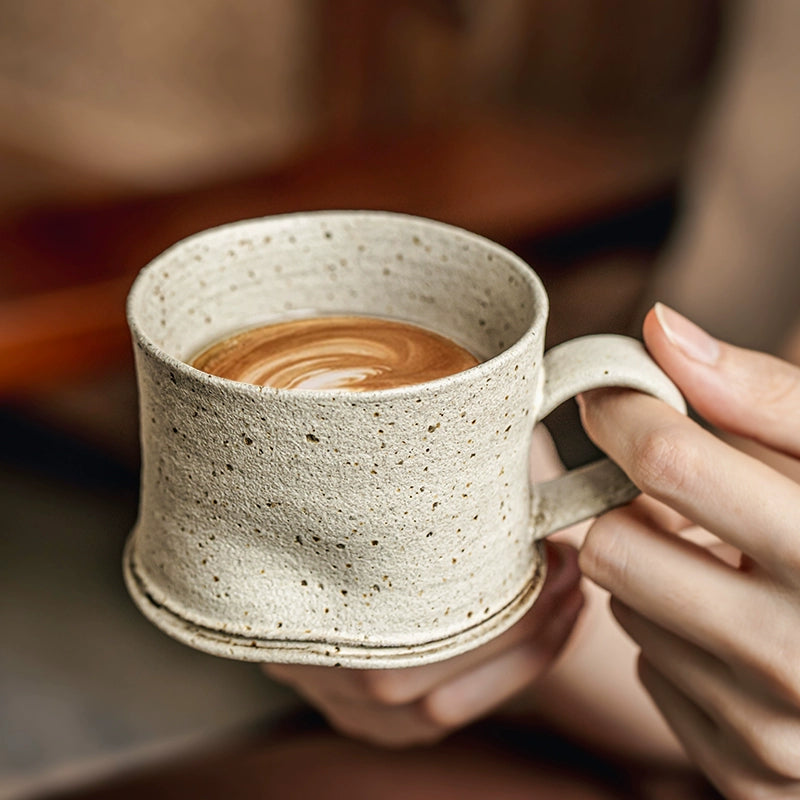 巷子尾〖复古侘寂手捏杯〗手工粗陶拿铁杯日式马克杯高级感咖啡杯