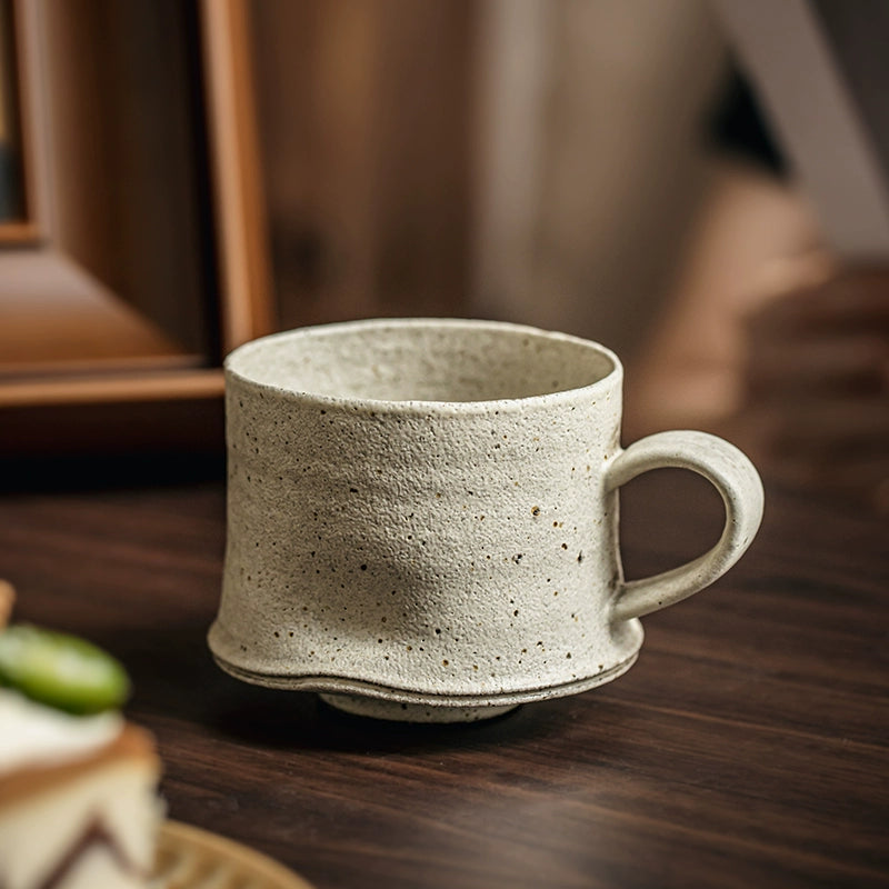 巷子尾〖复古侘寂手捏杯〗手工粗陶拿铁杯日式马克杯高级感咖啡杯