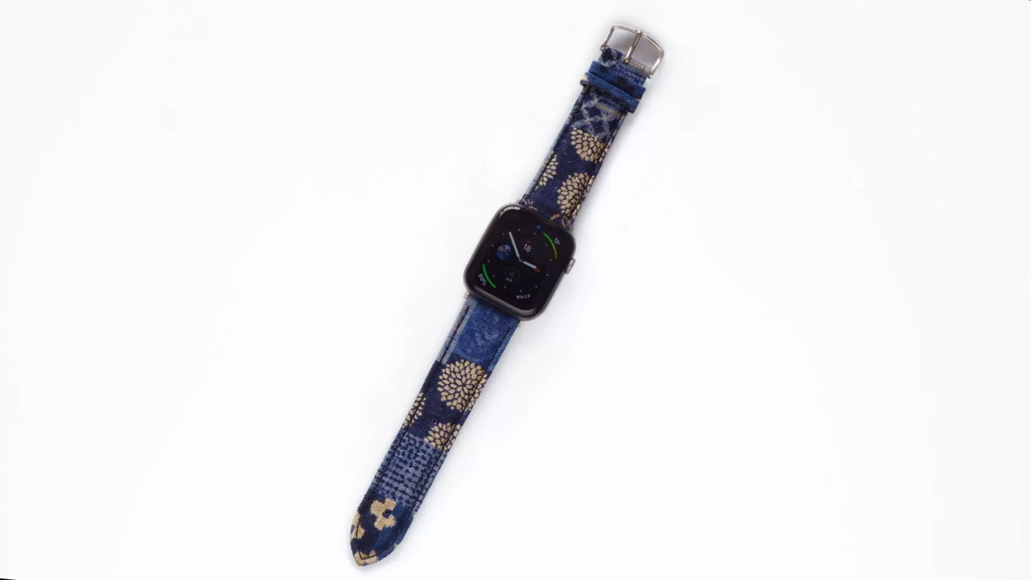 sherehoo原创蓝染风格复古表带iwatch S10适用于苹果6789se2Ultra