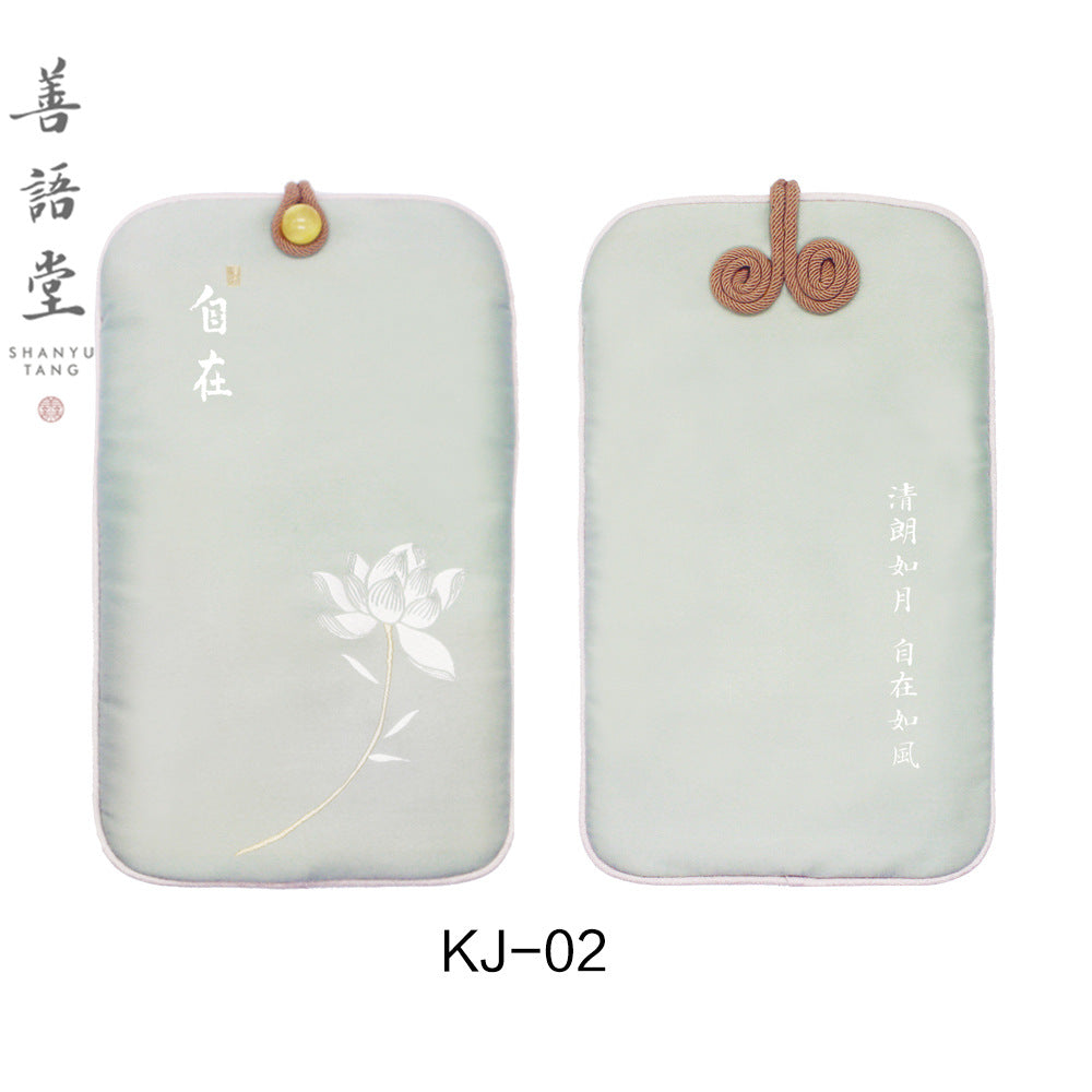 Shanyutang, retro literary mobile phone bag, messenger bag, silk embroidery change packaging, mini multi-functional buckle bag.