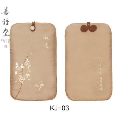 Shanyutang, retro literary mobile phone bag, messenger bag, silk embroidery change packaging, mini multi-functional buckle bag.