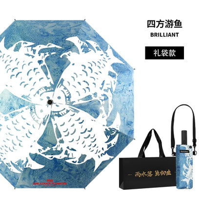 Rabbituu [Square Fish] Automatic Umbrella Sunscreen Umbrella Umbrella Men's and Women's Folding Vinyl Shade Hand Gift