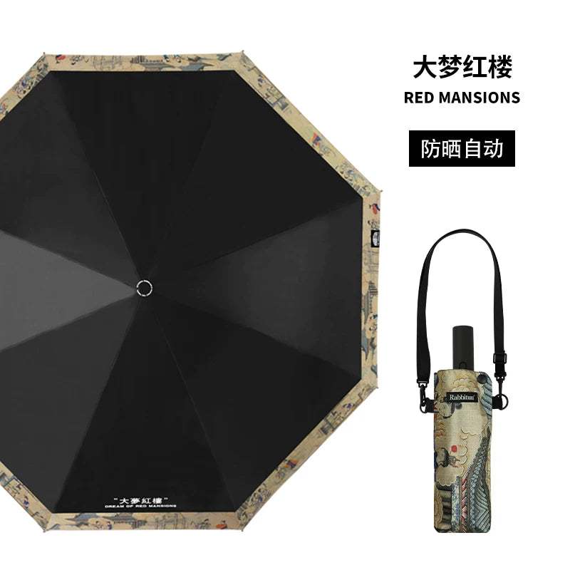 Rabbituu [Dameng Honglou] Automatic umbrella sunscreen UV protection sun umbrella women's sunny and rainy portable umbrella gift