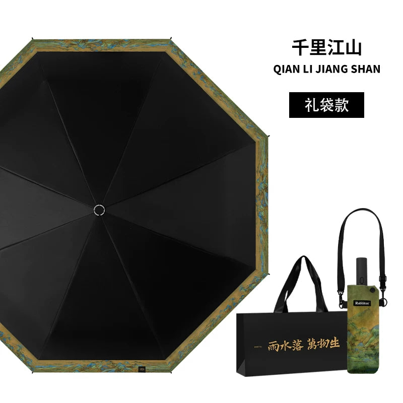 Rabbituu [Thousand Miles of Jiangshan] Automatic Umbrella Umbrella Men's and Women's Sunscreen and UV Protection Parasol Gift Box