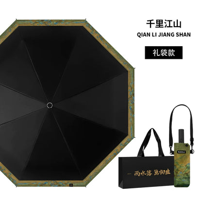 Rabbituu [Thousand Miles of Jiangshan] Automatic Umbrella Umbrella Men's and Women's Sunscreen and UV Protection Parasol Gift Box
