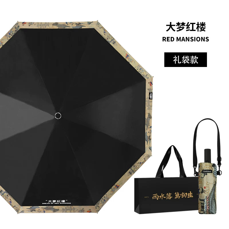 Rabbituu [Dameng Honglou] Automatic umbrella sunscreen UV protection sun umbrella women's sunny and rainy portable umbrella gift