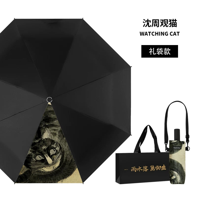 Rabbituu [Shen Zhouguan Cat] Automatic umbrella Parasol Umbrella Women's sunscreen umbrella UV protection merchandise gift