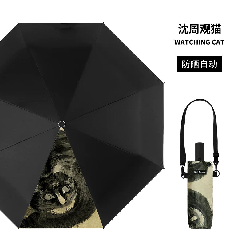 Rabbituu [Shen Zhouguan Cat] Automatic umbrella Parasol Umbrella Women's sunscreen umbrella UV protection merchandise gift