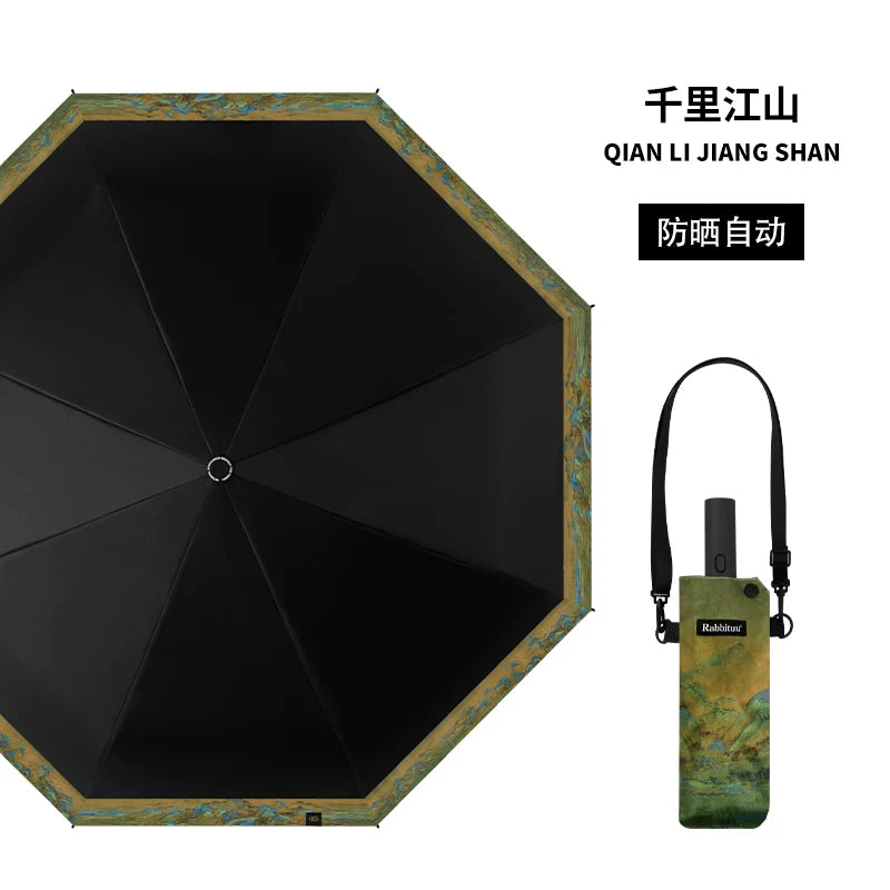 Rabbituu [Thousand Miles of Jiangshan] Automatic Umbrella Umbrella Men's and Women's Sunscreen and UV Protection Parasol Gift Box